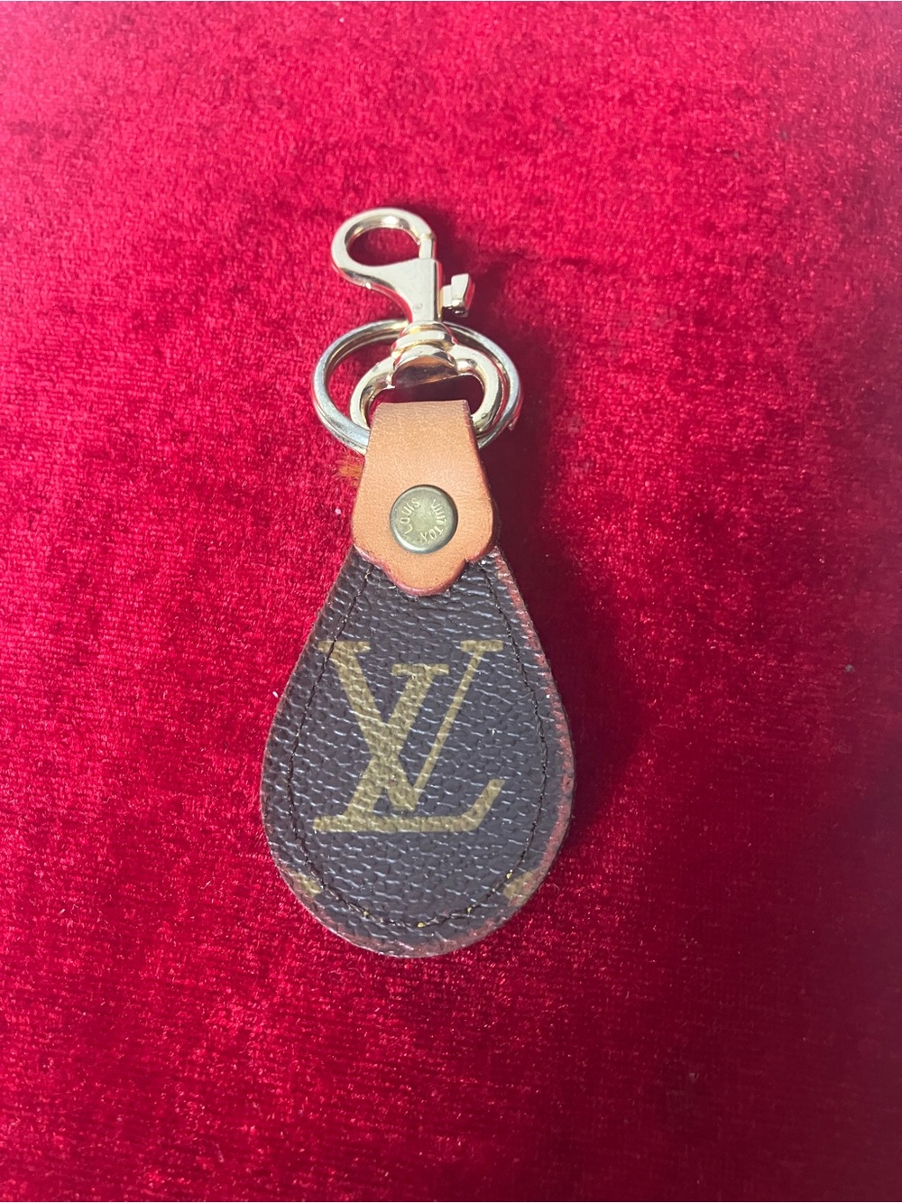 Louis Vuitton Vintage Teardrop LV Monogram Keyring Fob Made in France Authentic